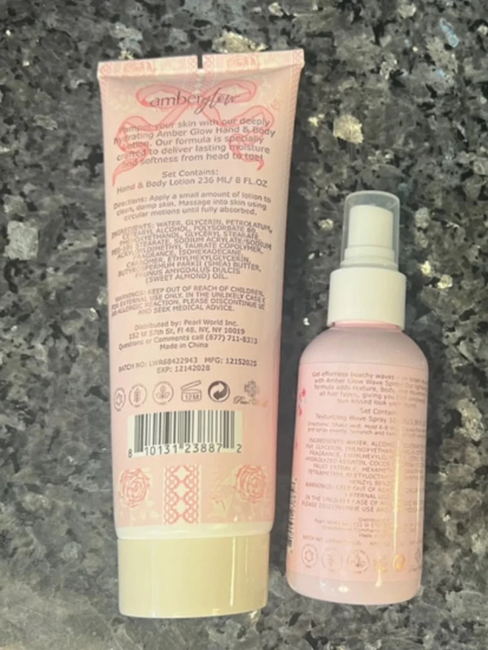 Amber Glow Set of 2 Crème Caramel Lotion & Texturizing Wave Spray New